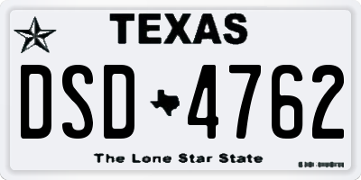 TX license plate DSD4762