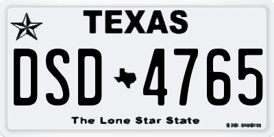 TX license plate DSD4765