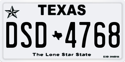 TX license plate DSD4768