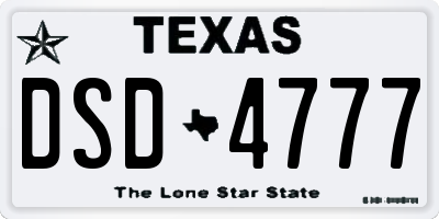 TX license plate DSD4777