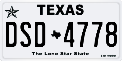TX license plate DSD4778