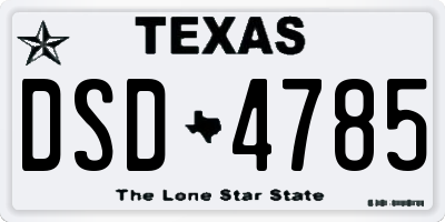 TX license plate DSD4785