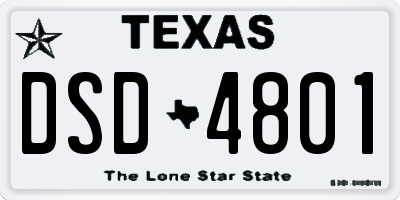 TX license plate DSD4801