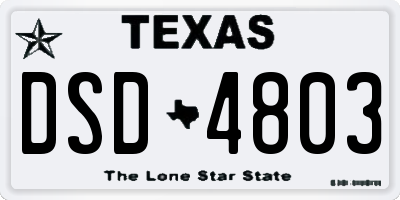 TX license plate DSD4803