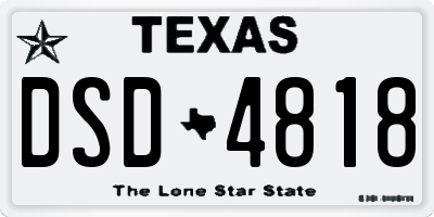 TX license plate DSD4818