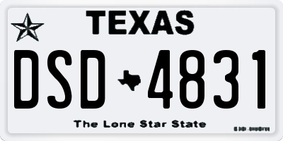 TX license plate DSD4831