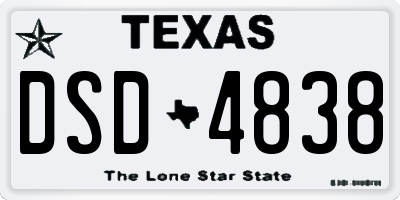 TX license plate DSD4838