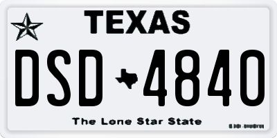 TX license plate DSD4840