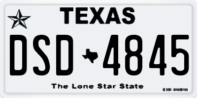 TX license plate DSD4845