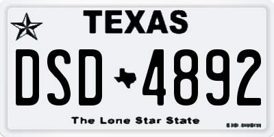 TX license plate DSD4892