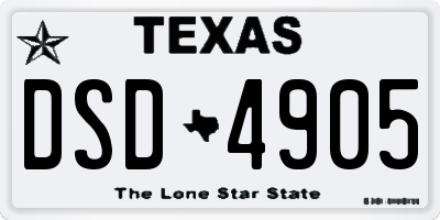 TX license plate DSD4905