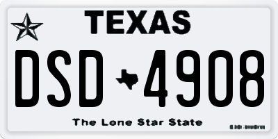 TX license plate DSD4908