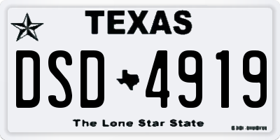 TX license plate DSD4919