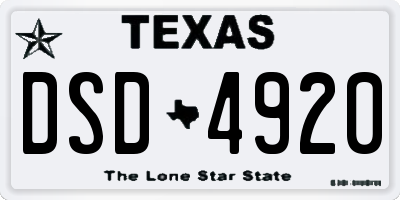 TX license plate DSD4920