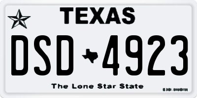 TX license plate DSD4923