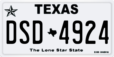 TX license plate DSD4924