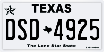 TX license plate DSD4925