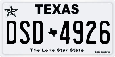 TX license plate DSD4926