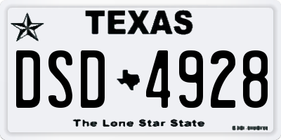 TX license plate DSD4928