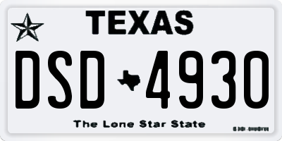 TX license plate DSD4930