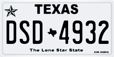 TX license plate DSD4932