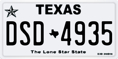 TX license plate DSD4935