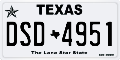 TX license plate DSD4951