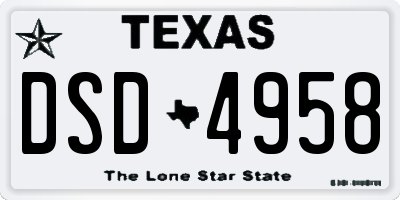 TX license plate DSD4958