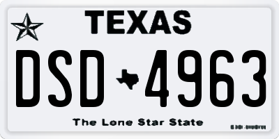 TX license plate DSD4963