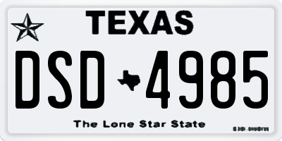 TX license plate DSD4985
