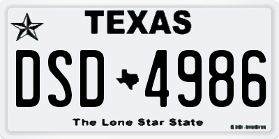 TX license plate DSD4986