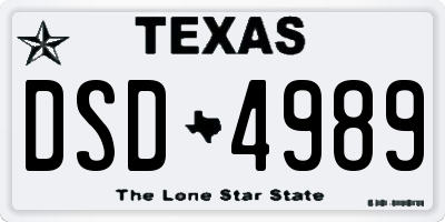 TX license plate DSD4989