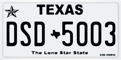 TX license plate DSD5003