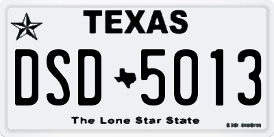 TX license plate DSD5013