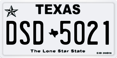 TX license plate DSD5021