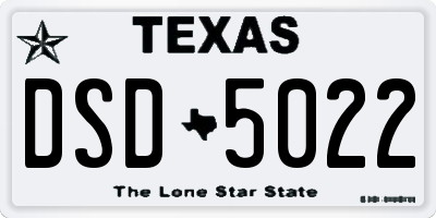 TX license plate DSD5022