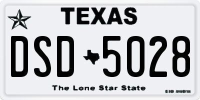 TX license plate DSD5028