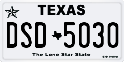 TX license plate DSD5030