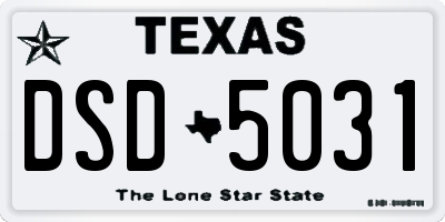 TX license plate DSD5031