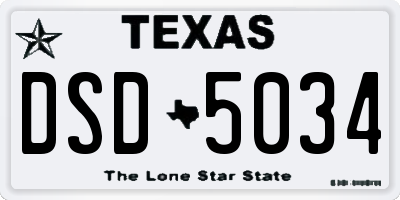 TX license plate DSD5034