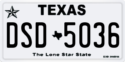 TX license plate DSD5036
