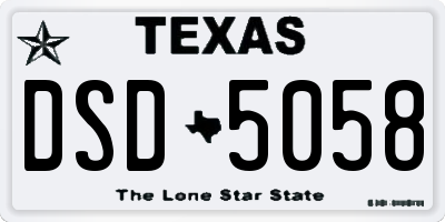 TX license plate DSD5058