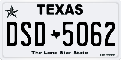 TX license plate DSD5062