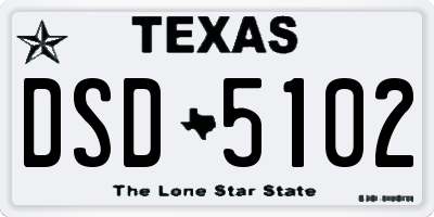 TX license plate DSD5102
