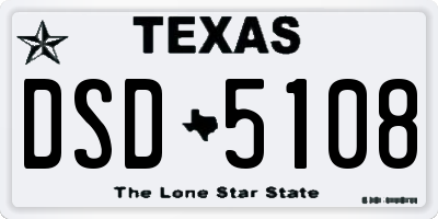 TX license plate DSD5108