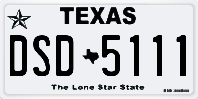 TX license plate DSD5111