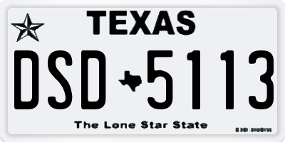 TX license plate DSD5113