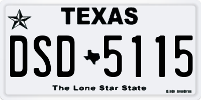 TX license plate DSD5115