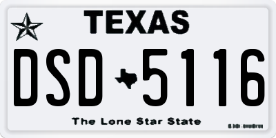 TX license plate DSD5116
