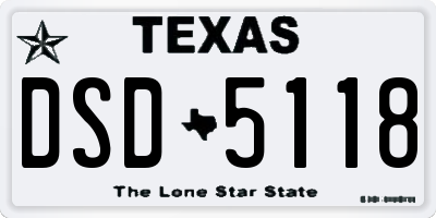 TX license plate DSD5118